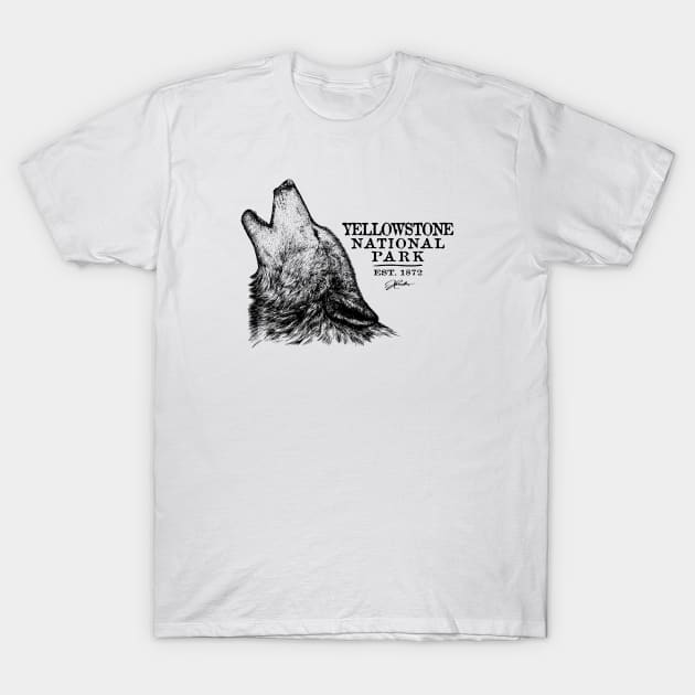 Yellowstone National Park Howling Wolf T-Shirt by jcombs